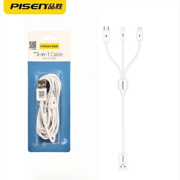 Kabel za brzo punjenje 3u1 s Lightning, USB-C i Micro USB priključcima; QC kompatibilan