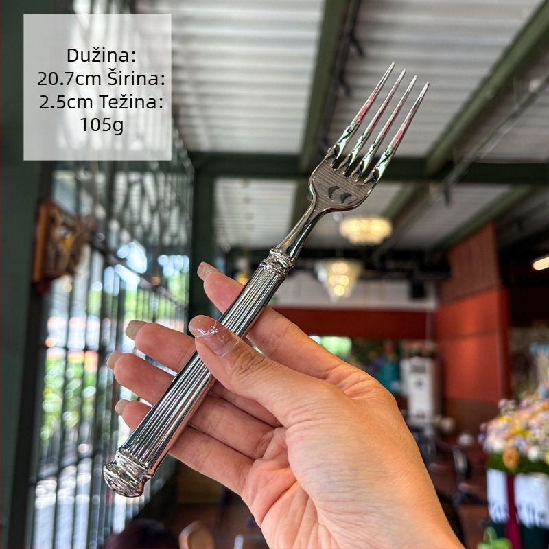 Set pribora s dizajnom Rimskog stupa – nož, vilica i žlica, 304 nehrđajući čelik, ogledni sjaj, ručna izrada, zapadni minimalistički stil