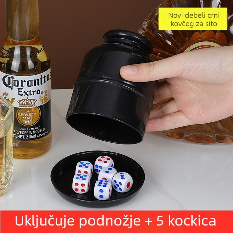 Set čašica za kocke s učvršćenim dizajnom, donji tanjur i shaker – PP materijal, zaobljeni kutovi