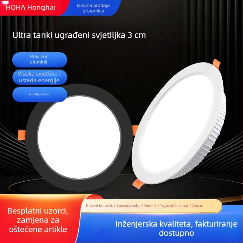 LED downlight, ugrađen u strop, 3W, 220V, skrivena instalacija, aluminijsko kućište