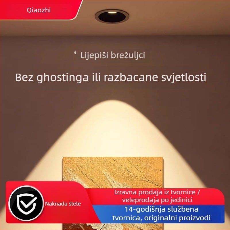Ugradbeni LED zidni osvjetljivač s antirefleksijskim efektom, ultra uski okvir, stropno svjetlo za dnevni boravak
