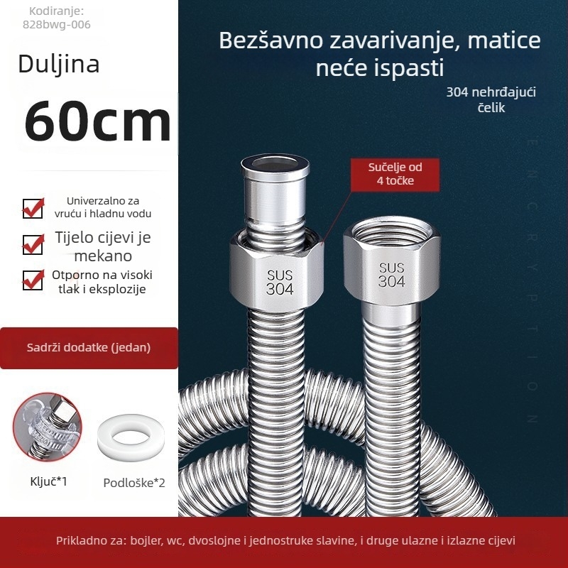 Kovinski korugirani priključak za ulaz u bojler od 304 nehrđajućeg čelika, model LXL-9-27, topla i hladna voda, ručna instalacija