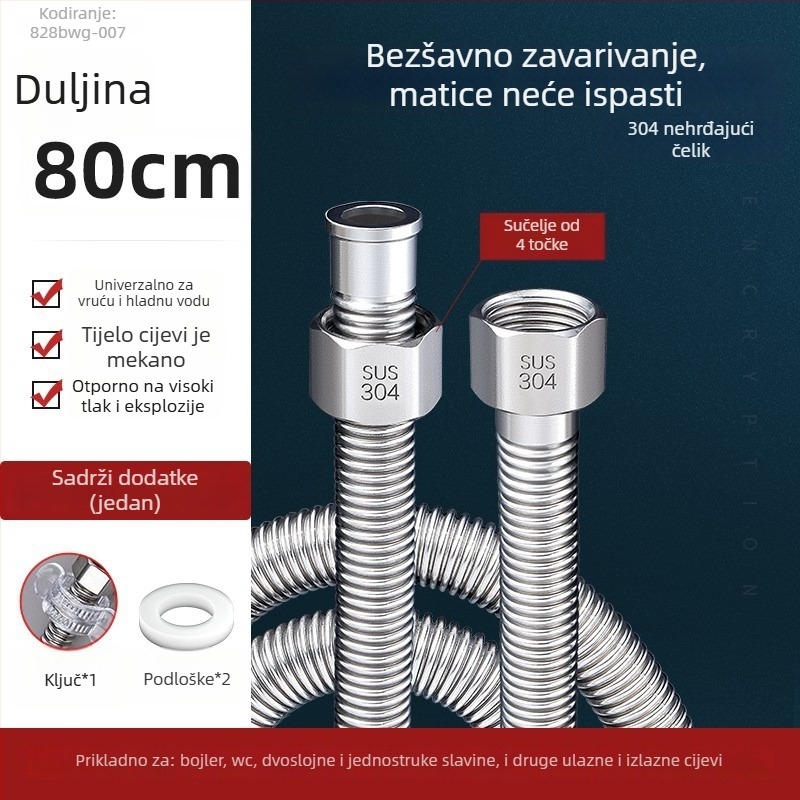 Kovinski korugirani priključak za ulaz u bojler od 304 nehrđajućeg čelika, model LXL-9-27, topla i hladna voda, ručna instalacija