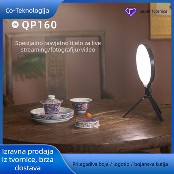LED rasvjeta za fotografiju i prijenos uživo, 13W, 5V2A, QO160 model, 3 načina osvjetljenja, uspravno korištenje