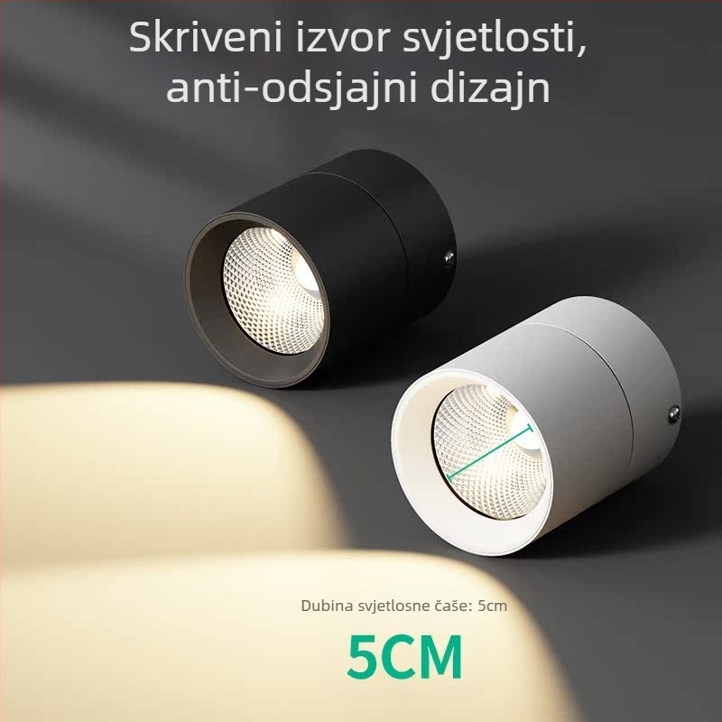 LED stropna usmjerna svjetiljka s podesivim kutem, 220V, aluminijsko kućište, CRI ≥95