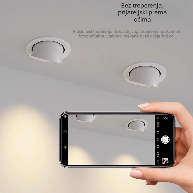 Ugradno COB LED stropno svjetlo s podesivim snopom, CRI ≥95, 220V, LED izvor, aluminijsko kućište, prekidač