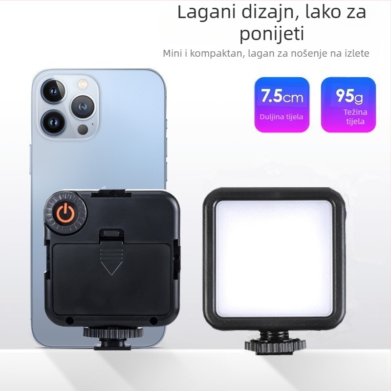 Mini ručna LED rasvjeta za fotografiju — podesiva temperatura boje 2500K–9900K, napajanje AA baterijom, ispod 10W, za livestream, fotografiju i video