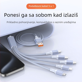 2-u-1 kabel za brzo punjenje i prijenos podataka s USB-C, Lightning i Micro USB, pleteni, razvodnik 1 na 2