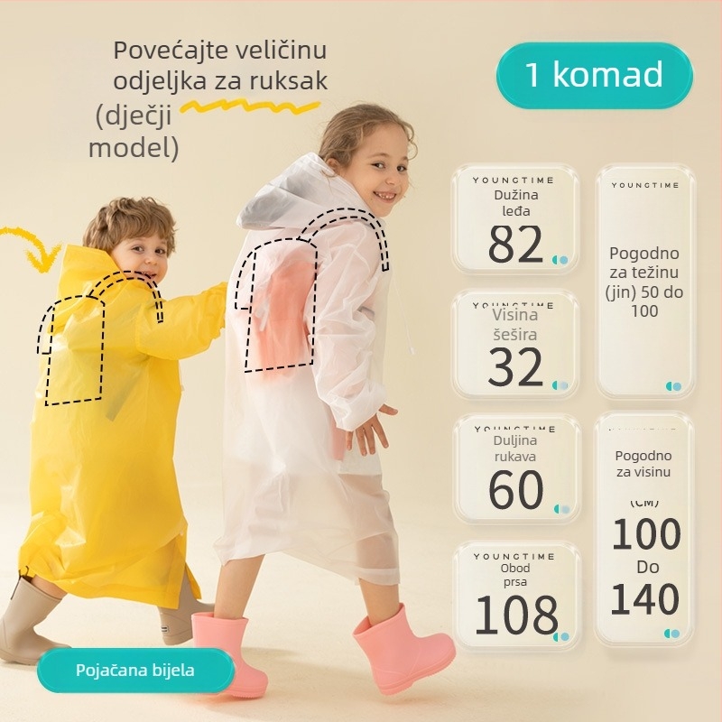 Dječje EVA pončo, zgušnjeni materijal, za jednu osobu