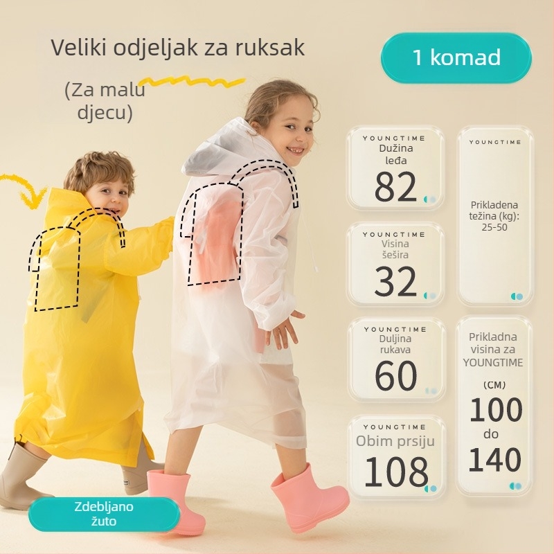 Dječje EVA pončo, zgušnjeni materijal, za jednu osobu