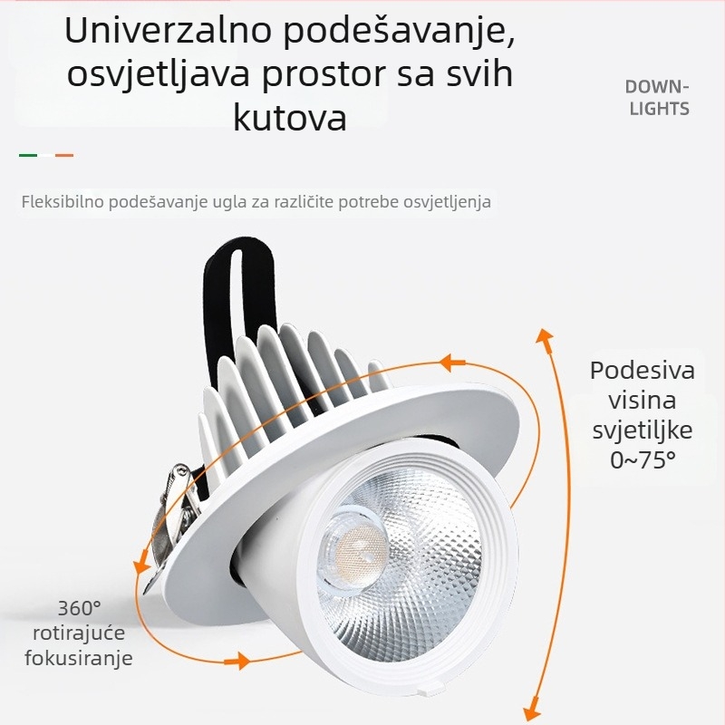 LED spot u obliku nos slona, ugrađen, izvučen, 220V, aluminijsko kućište, model 812, osvjetljenje zida za izloge odjeće, pokrivenost 5 m²