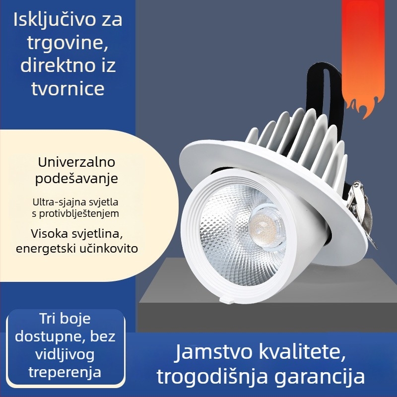 Ugradno višestruko usmjereno zidno svjetlo za pranje zida s COB LED, 220V, podesivi kut, aluminijsko kućište, CRI ≥95