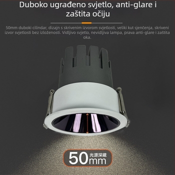Pametni ugrađeni COB spot svjetlo za dnevnu sobu, CRI ≥95, napon ≤36V, 10.000 razina dimanja i podešavanja boje, model RT-R03, aluminijsko kućište