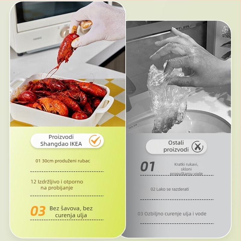 Jednokratne nitrilne rukavice za kuhinju, prehrambena kvaliteta, otporne na prašinu, debljina 1 niti