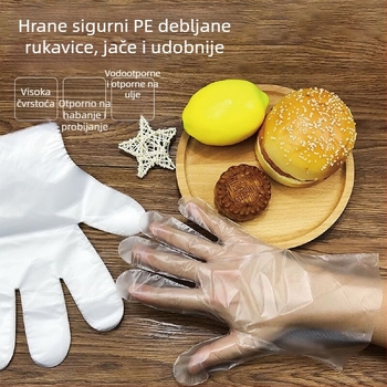Jednokratne PE rukavice, za dostavu i catering, prozirne, protuklizne, 100 komada