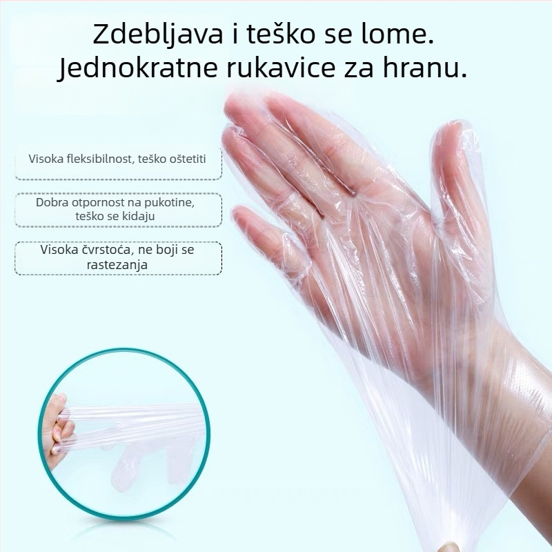 Jednokratne PE rukavice, za dostavu i catering, prozirne, protuklizne, 100 komada