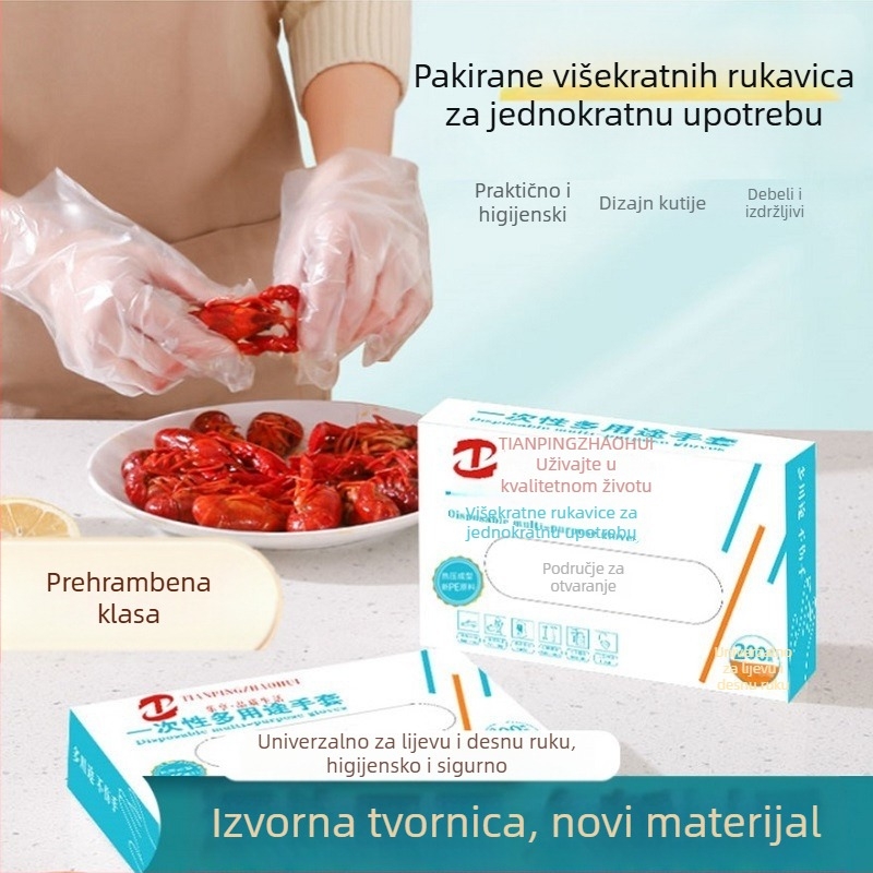 Jednokratne PE rukavice, za dostavu i catering, prozirne, protuklizne, 100 komada