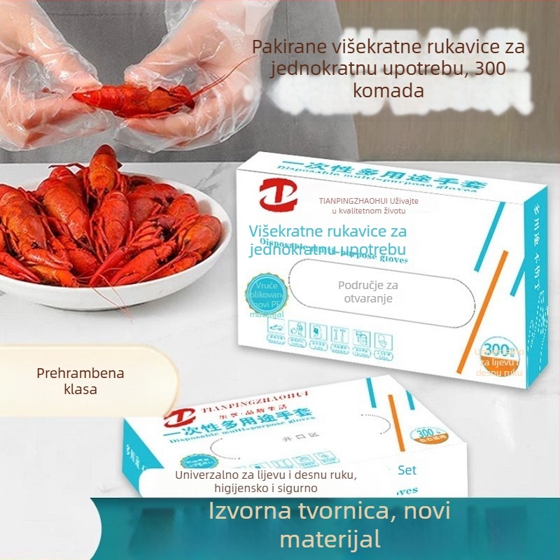 Jednokratne PE rukavice, za dostavu i catering, prozirne, protuklizne, 100 komada