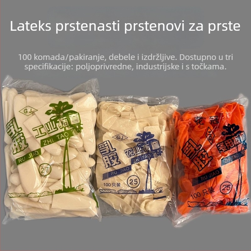 Jednokratni zaštitnici prstiju od debelog latexa, protivklizni i otporni na habanje, za industrijsku i poljoprivrednu uporabu