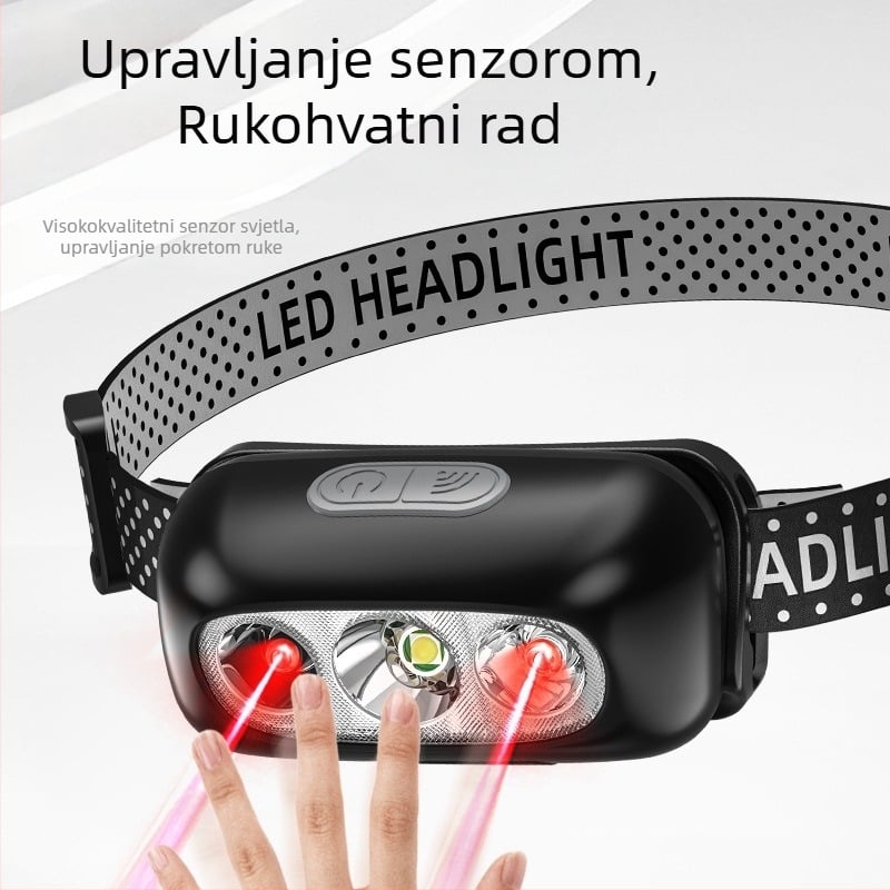 LED čelna svjetiljka, punjiva, 5W, baterija 500 mAh, domet 100–200 m