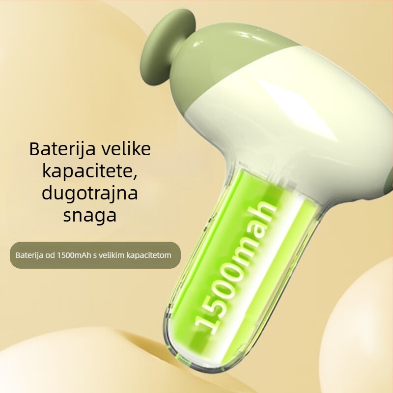 Mini myofascijalni masažer s bezčetkasti motorom, 5 brzina, 4 glave za masažu, niska razina buke 36–45 dB