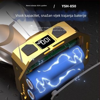 Čelna lampica s velikim snopom, 5W, 2400mAh, 360° rotacija, ručno napajanje, uključen punjač, za noćno pecanje i kampiranje