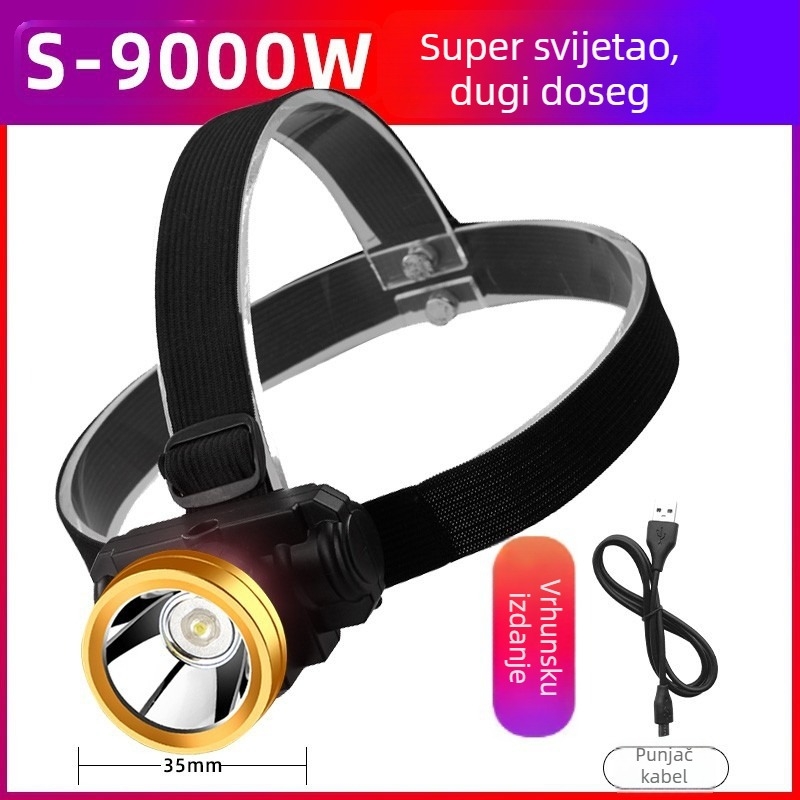 punjiva LED čelna lampica, 3W, 500mAh, domet 100–200 m, vodootporna