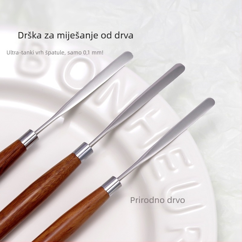 Japanski stil njege noktiju – alat za miješanje gel laka, drvena ručka, 1 kom, kratka ručka, ultra-tanki plosnati vrh, savitljiv