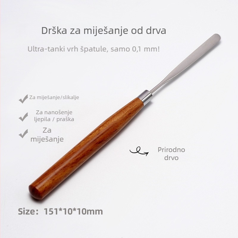 Japanski stil njege noktiju – alat za miješanje gel laka, drvena ručka, 1 kom, kratka ručka, ultra-tanki plosnati vrh, savitljiv