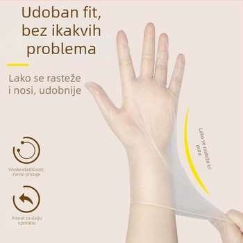 Jednokratne zaštitne rukavice PVC, otporne na ulja, prozirne, debljina 0,08 mm