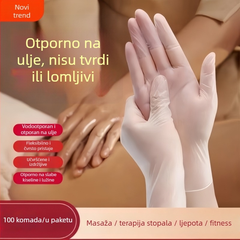 Jednokratne zaštitne rukavice PVC, otporne na ulja, prozirne, debljina 0,08 mm