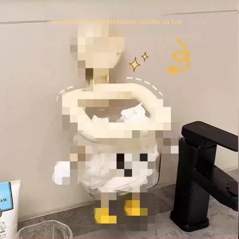 Zidni kutija za toaletni papir, ABS plast, karikaturni uzorak, proziran, moderan minimalistički stil