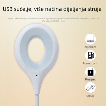 Noćna lampica za stol s glasovnim upravljanjem svjetline, napajanje iz utičnice 5V, ABS sjenilo, geometrijski dizajn