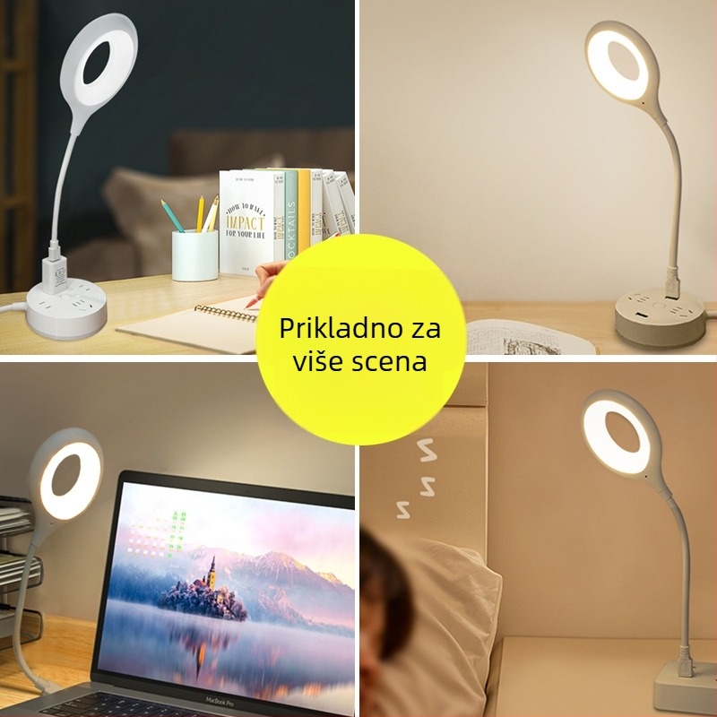 Noćna lampica za stol s glasovnim upravljanjem svjetline, napajanje iz utičnice 5V, ABS sjenilo, geometrijski dizajn