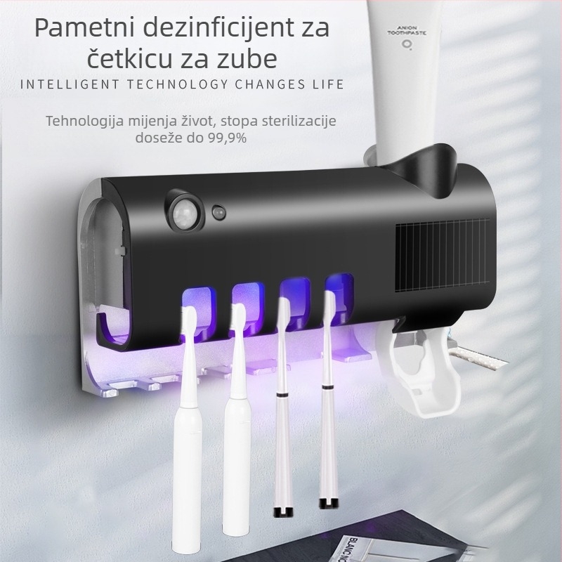 Držač četkice za zube s UV dezinfekcijom, Višenamjenska kutija za četkice, Model L090, USB punjenje, Materijal PP/ABS, Automatska dezinfekcija