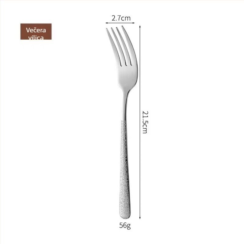 Set posuđa od 304 nehrđajućeg čelika s udubljenim uzorkom – nož za stol, nož za steak, vilica i žlica; debela verzija, nordijski stil, ogledni završni sloj