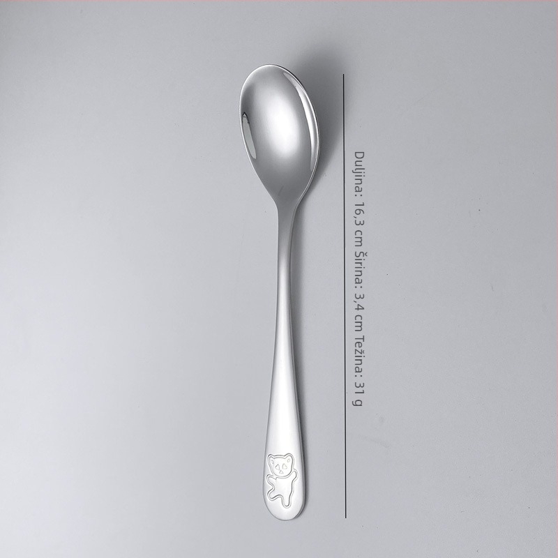 Dječji set noževa, vilice i žlice od 304 nehrđajućeg čelika, zrcalni sjaj, jednofarbni dizajn, moderni minimalistički stil