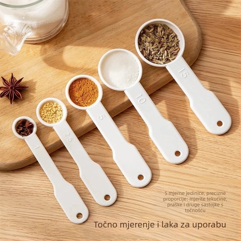 Petodjelni set mjernih žlica za kavu sa skalom — PP materijal, višestruka primjena u kuhinji