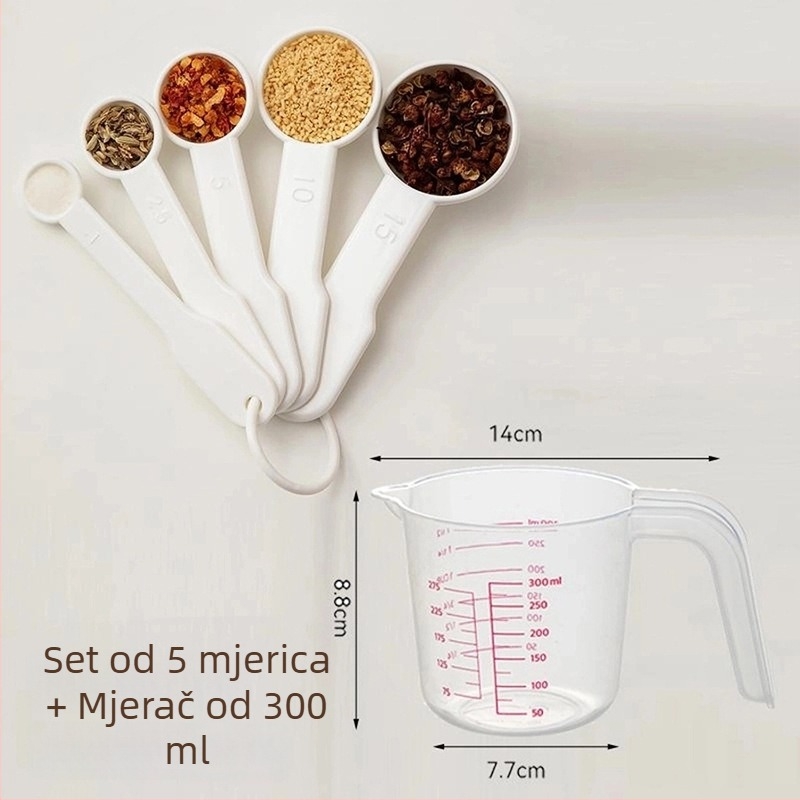 Petodjelni set mjernih žlica za kavu sa skalom — PP materijal, višestruka primjena u kuhinji