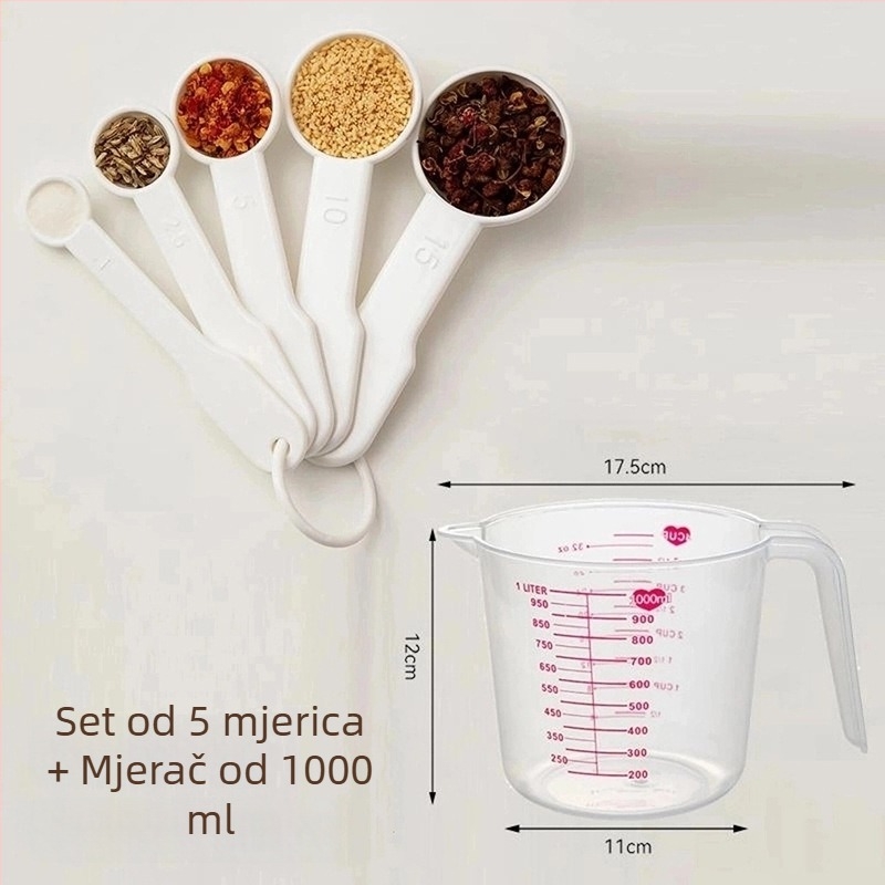 Petodjelni set mjernih žlica za kavu sa skalom — PP materijal, višestruka primjena u kuhinji