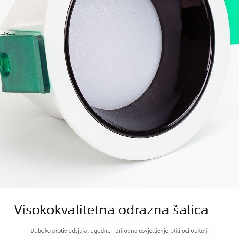LED downlight s ugrađenim dubokim kupolastim dizajnom protiv odbljeska, trobojno dimmiranje (3000K/4000K/6000K), skrivena instalacija, kućište od lijevanog aluminija, 220V