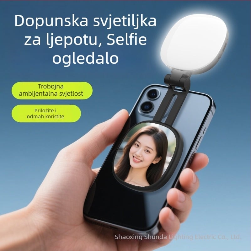 Magnetsko svjetlo za selfie za telefon – mini sklopiva prijenosna svjetiljka za snimanje i streaming, 3 boje topline, 5V/0,5A, ručno držanje, model SD-K04 Pocket Light