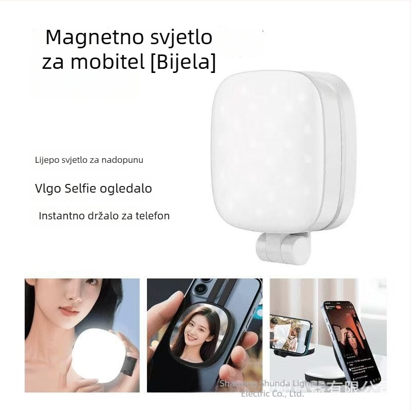 Magnetsko svjetlo za selfie za telefon – mini sklopiva prijenosna svjetiljka za snimanje i streaming, 3 boje topline, 5V/0,5A, ručno držanje, model SD-K04 Pocket Light