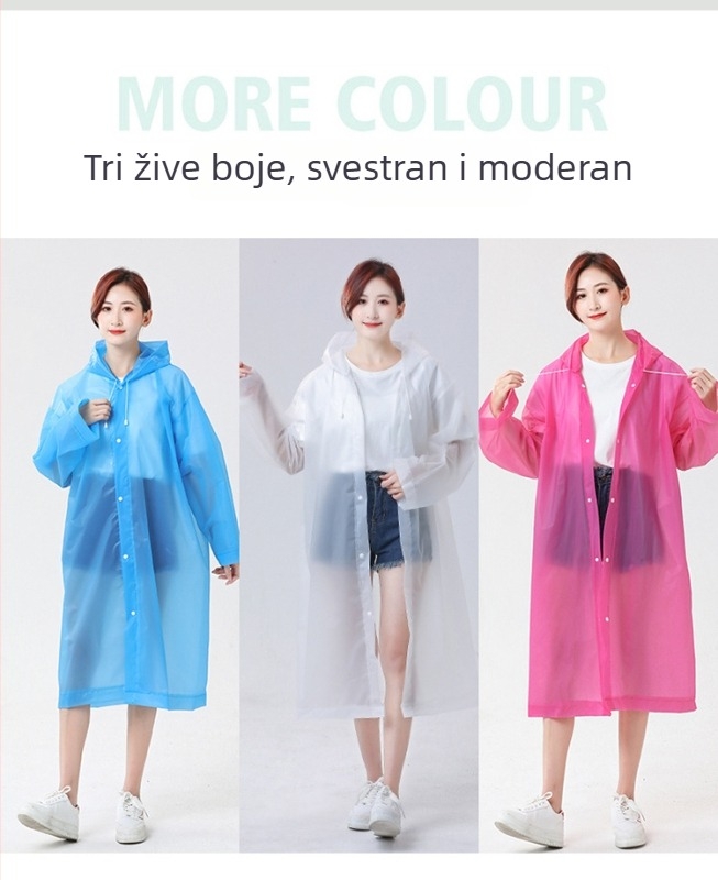 EVA debeli kišni kaput za odrasle, cijeli tijelo pončo, višekratna upotreba, vodootporan s PE ljepilom