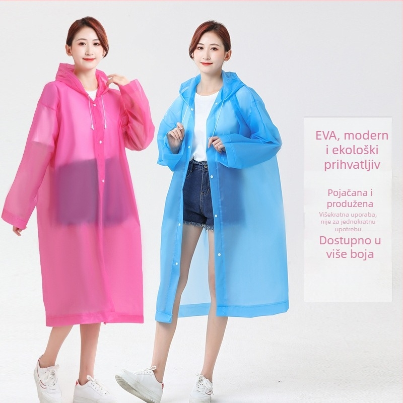 EVA debeli kišni kaput za odrasle, cijeli tijelo pončo, višekratna upotreba, vodootporan s PE ljepilom