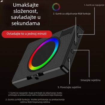 Prenosno RGB svjetlo za fotografiju i video — magnetsko LED osvjetljenje, rukovanje, s 3 temperaturne boje, model ZC-F06, 3,7V, ispod 10W