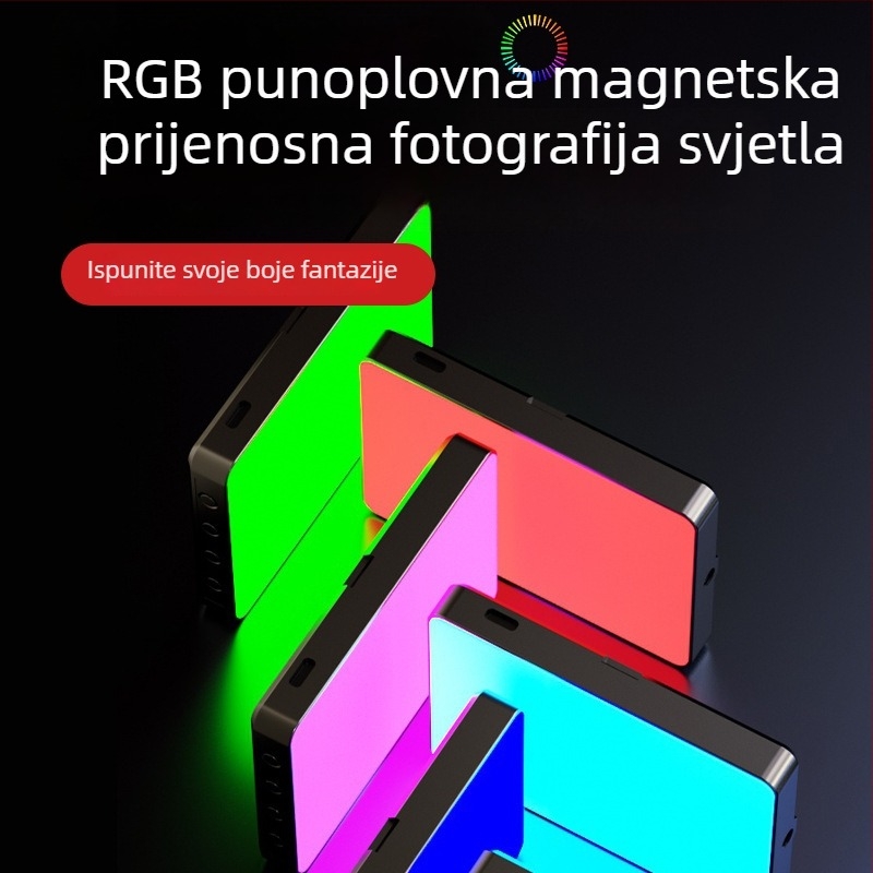 Prenosno RGB svjetlo za fotografiju i video — magnetsko LED osvjetljenje, rukovanje, s 3 temperaturne boje, model ZC-F06, 3,7V, ispod 10W