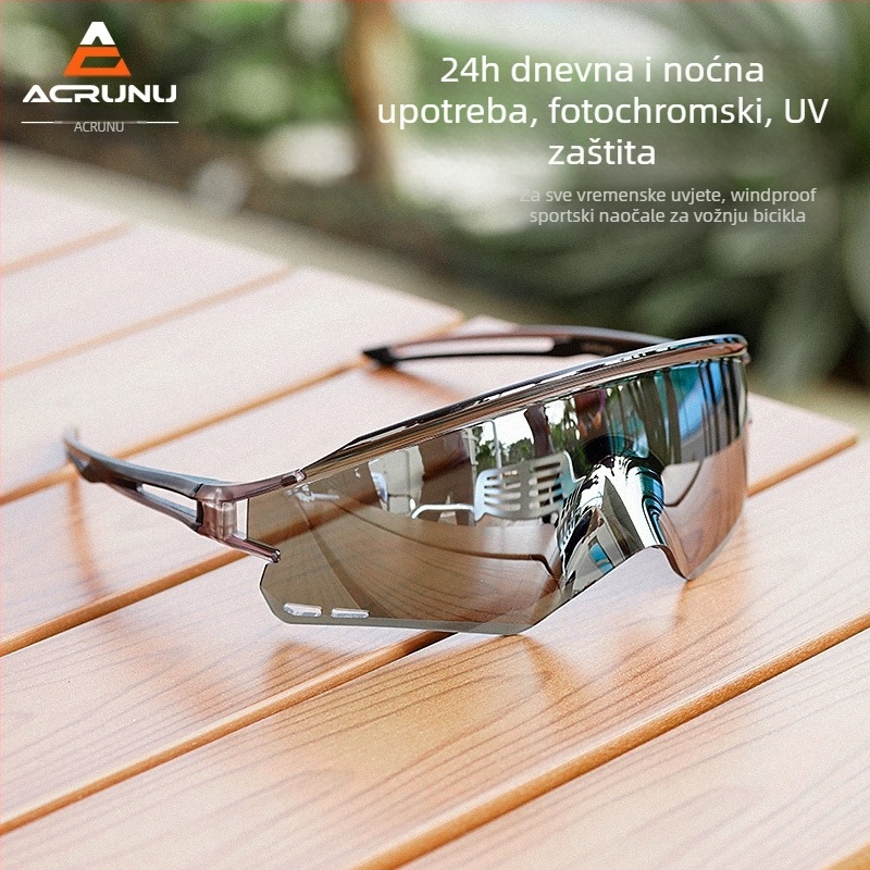 ACRUNU Biciklističke naočale s fotosenzibilnim lećama koje mijenjaju boju, zamjenjive leće, PC okvir, poluokvir, unisex