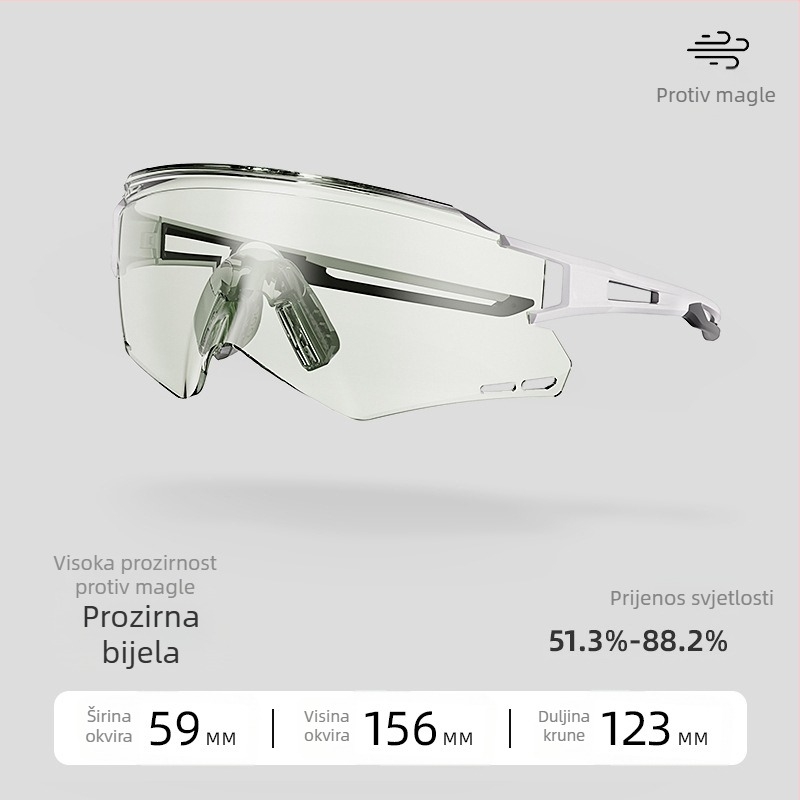 ACRUNU Biciklističke naočale s fotosenzibilnim lećama koje mijenjaju boju, zamjenjive leće, PC okvir, poluokvir, unisex