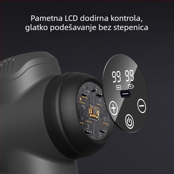 Perkusijski masažni uređaj, 4 glave, 4 brzine, ugrađena baterija 1200-2000mAh (radno vrijeme 3–6 h; buka 36–45 dB)